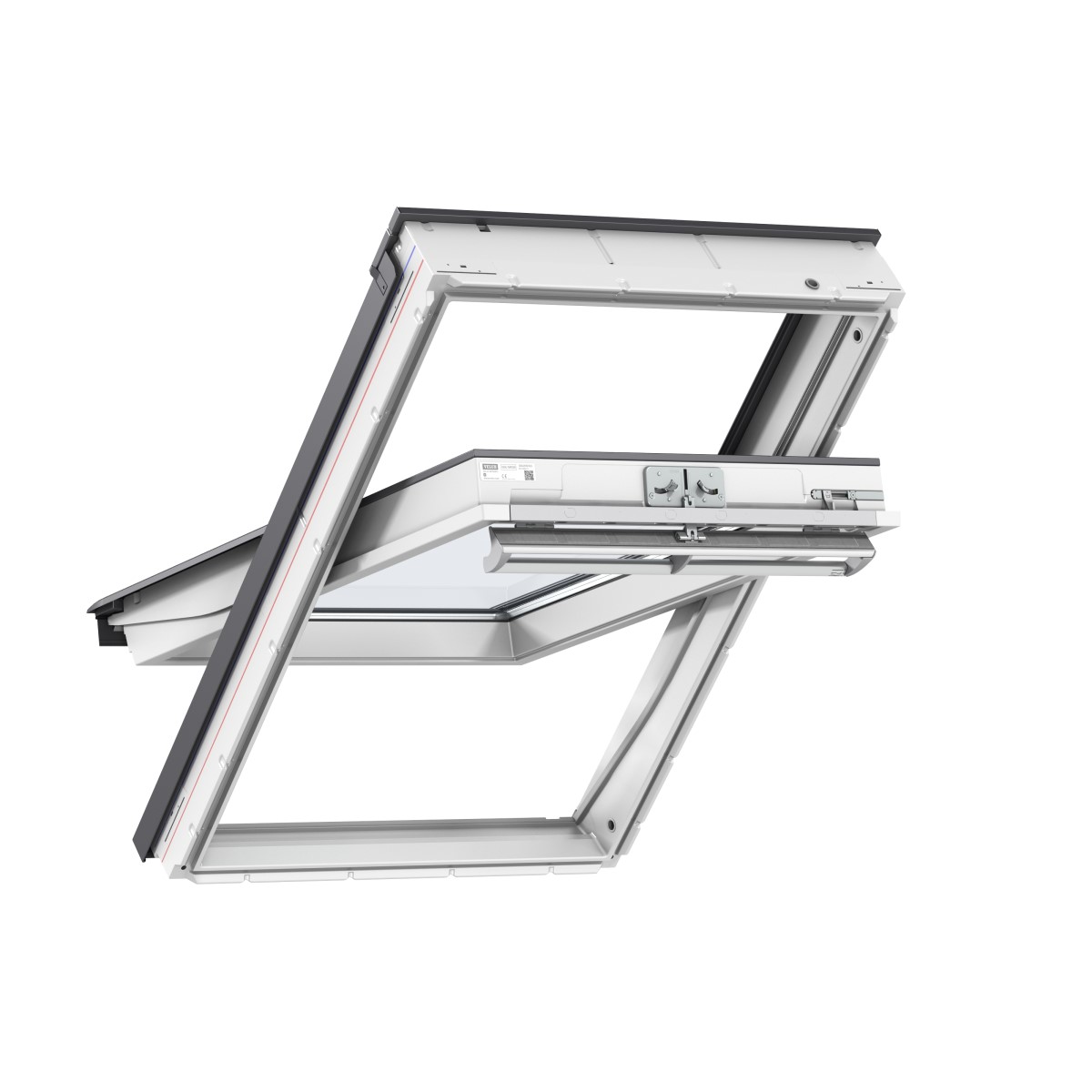 Velux Premium jumta logs ar rokturi vērtnes augšā, 62 divkameras stikla pakete 66x118cm Balts GGU FK06 0062